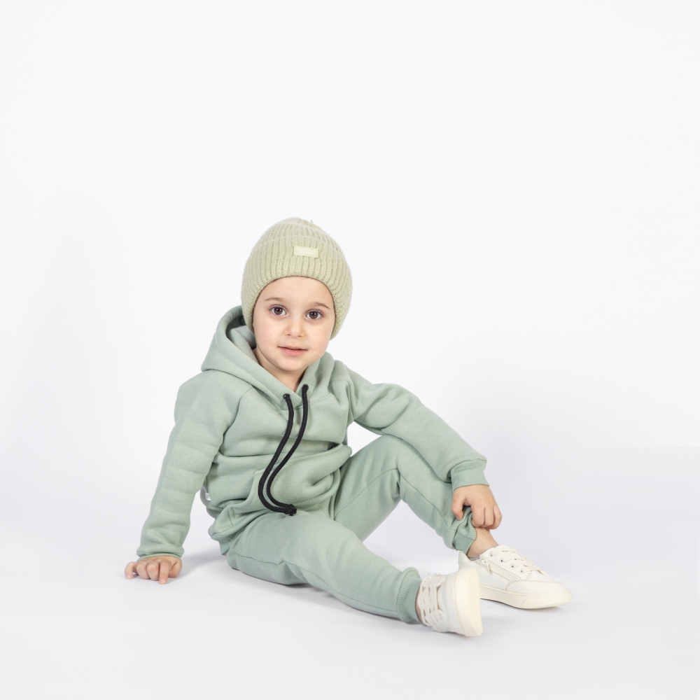 296-ОЛ. Свитшот с капюшоном  + Штаны, хлопок 65%, 35% ПЭ, 3-х нитка (начес) оливковый 80,86,92