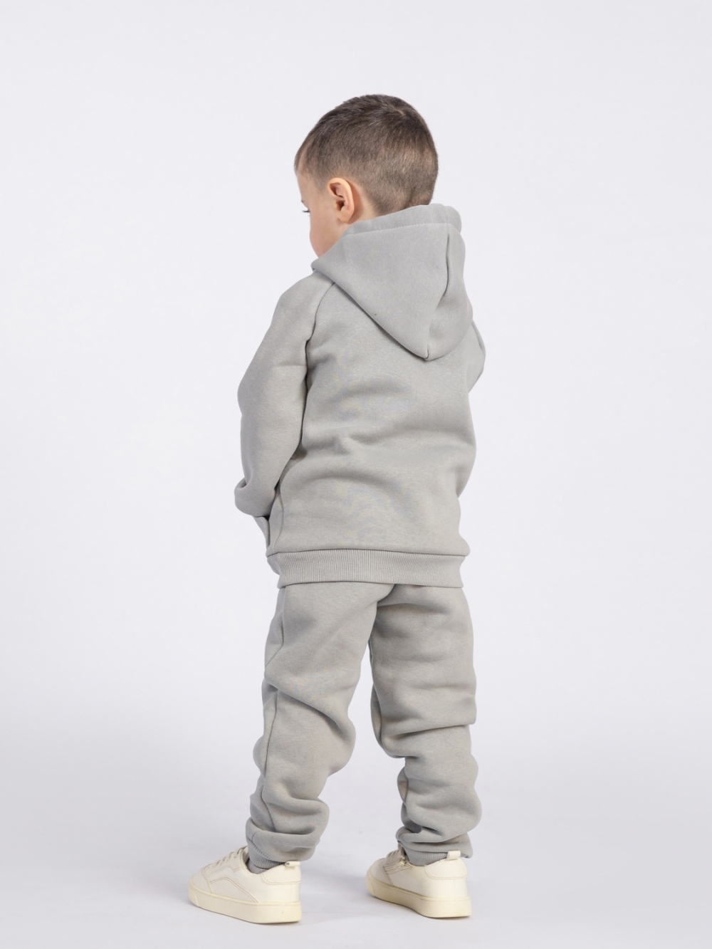 296-С. Свитшот с капюшоном  + Штаны, хлопок 65%, 35% ПЭ, 3-х нитка (начес) серый  122,128,134,140