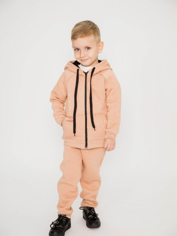 319-К. Костюм детский  на молнии, капучино, хлопок 65%, 35% ПЭ, 3-х нитка (начес) 80,86,92