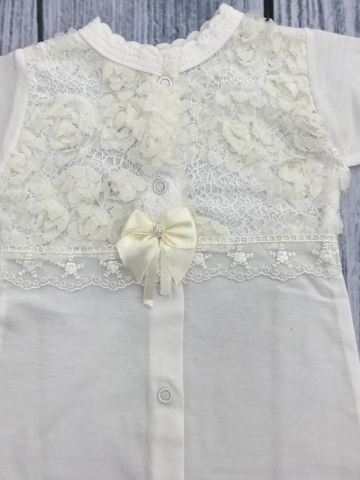 286-М. Комбинезон ромашка, хлопок 100% кулирка, молочный