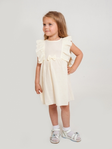 Купить 322-СЛ. Платье из муслина детское, хлопок 100% сливочный, р. 98,104,110,116 в Котласе