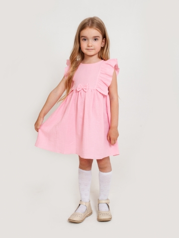Купить 322-Р. Платье из муслина детское, хлопок 100% розовый, р. 98,104,110,116 в Котласе