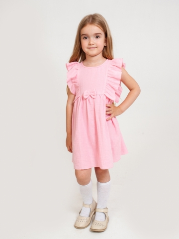Купить 322-Р. Платье из муслина детское, хлопок 100% розовый, р. 74,80,86,92 в Котласе