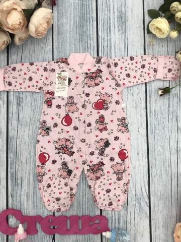 Купить оптом 295-Р. Комбинезон, хлопок 100 % кулирка 56,62,68,74,80, розовый в Котласе