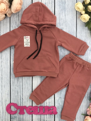 Купить оптом 311-ТР. Свитшот с капюшоном + Штаны, хлопок 65%, 35% ПЭ, 3-х нитка ( без начеса) терракот 98,104,110,116 в Котласе