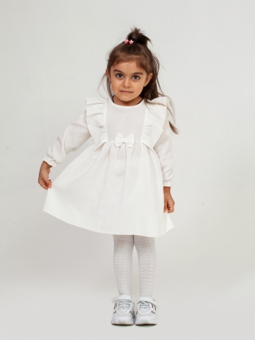 Купить 321-МО. Платье из муслина детское, хлопок 100% молочный, р. 74,80,86,92 в Котласе