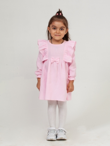 Купить 321-Р. Платье из муслина детское, хлопок 100% розовый, р. 98,104,110,116 в Котласе